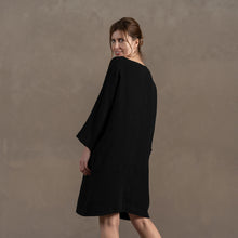 Load image into Gallery viewer, Selena Linen Tunic Dress in Black