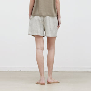 Linen Stripe Shorts in Oat