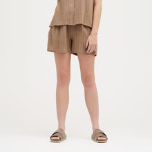 Load image into Gallery viewer, Linen Stripe Shorts in Umber