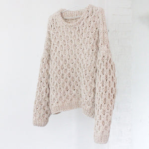 Waffle Cotton Sweater in Natural