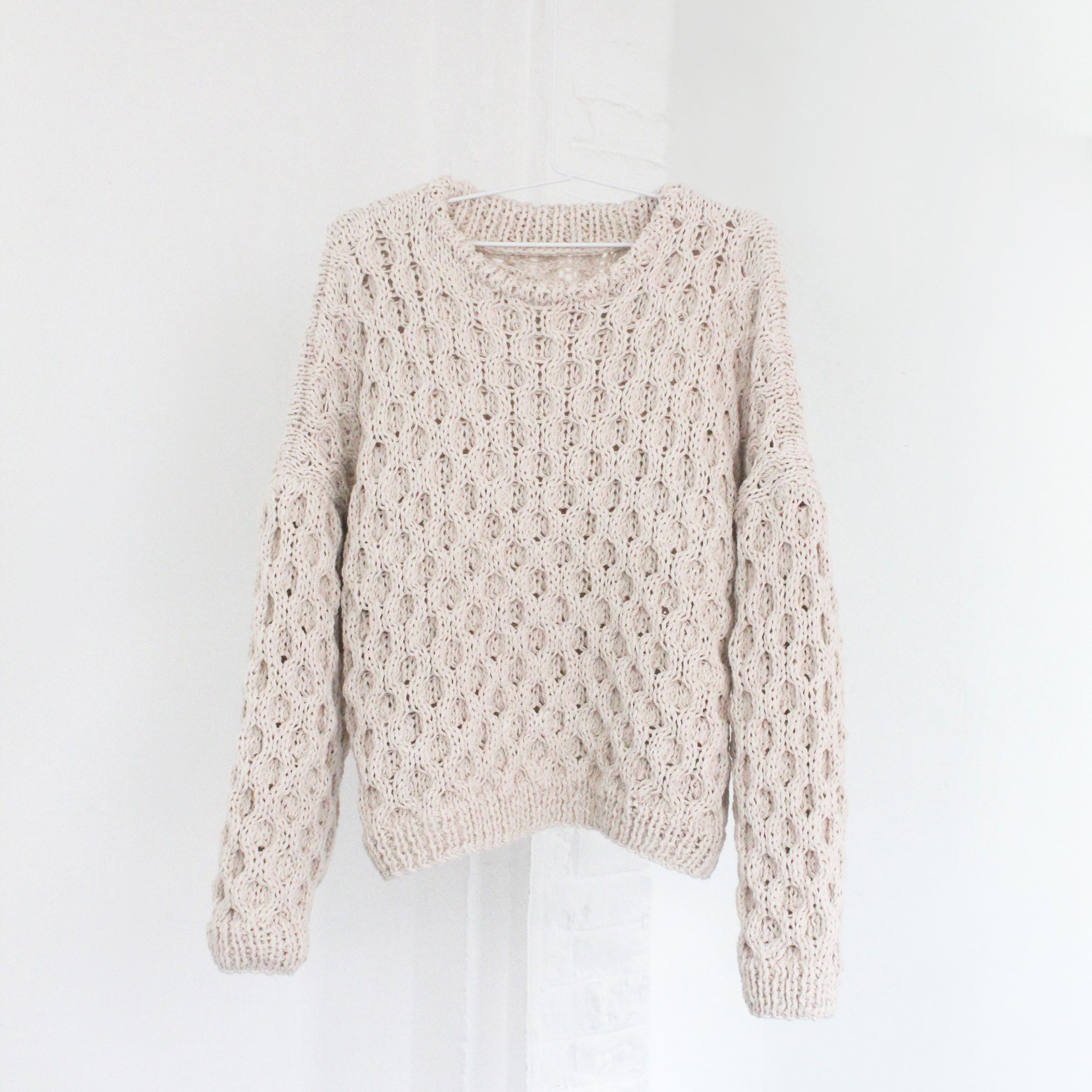 Waffle Cotton Sweater in Natural