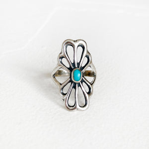 Sterling & Turquoise Flower Ring