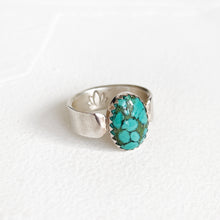 Load image into Gallery viewer, Sterling Silver &amp; Turquoise Lotus Ring