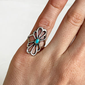 Sterling & Turquoise Flower Ring