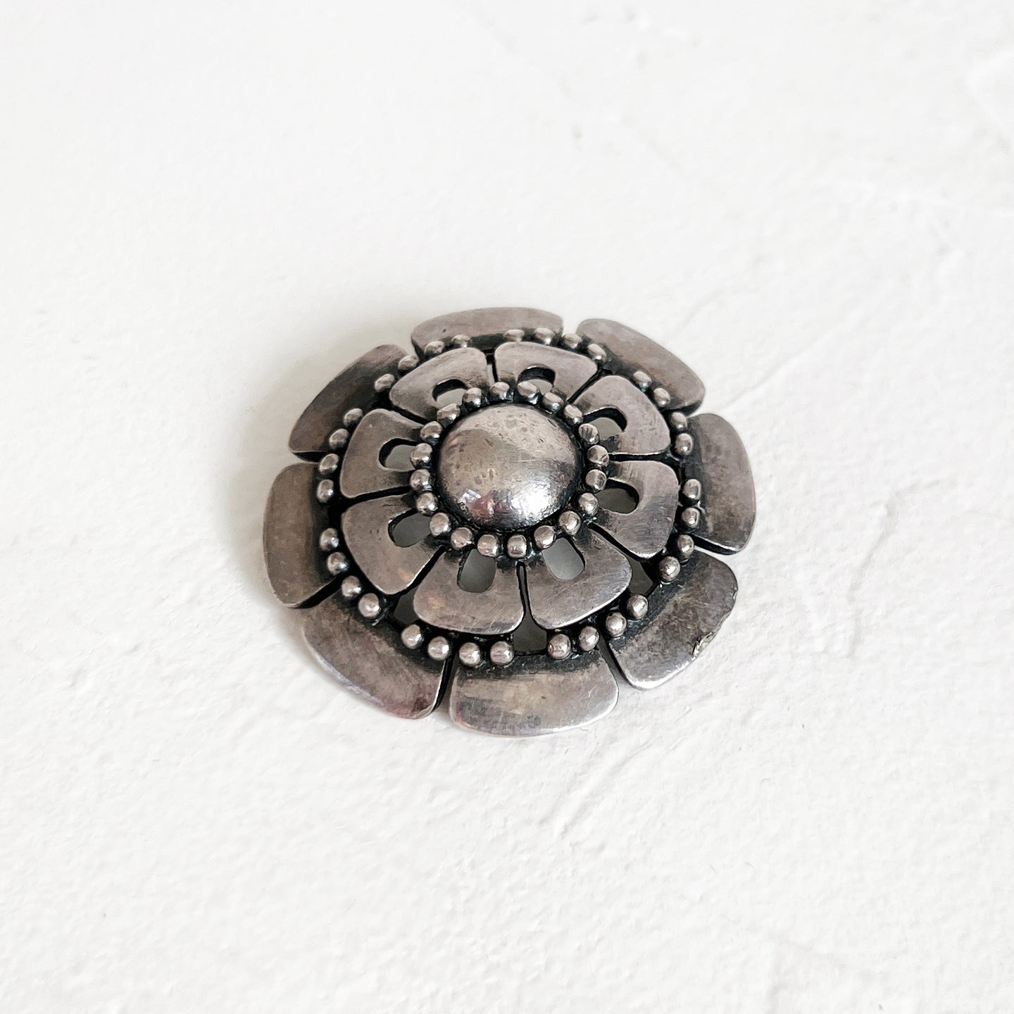 Sterling Zinnia Brooch