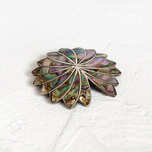 Abalone & Sterling Flower Brooch