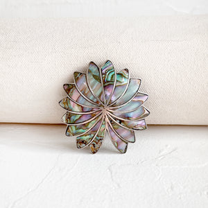 Abalone & Sterling Flower Brooch