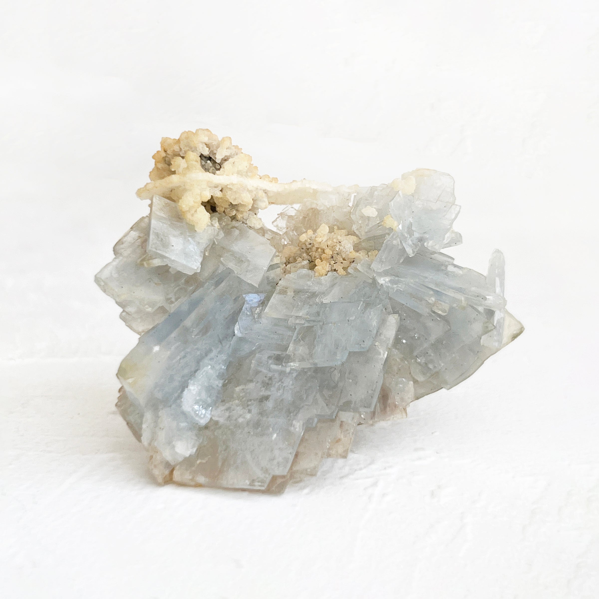 Blue Barite on Calcite