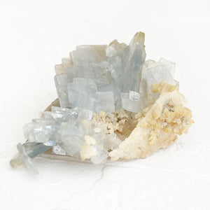 Blue Barite on Calcite