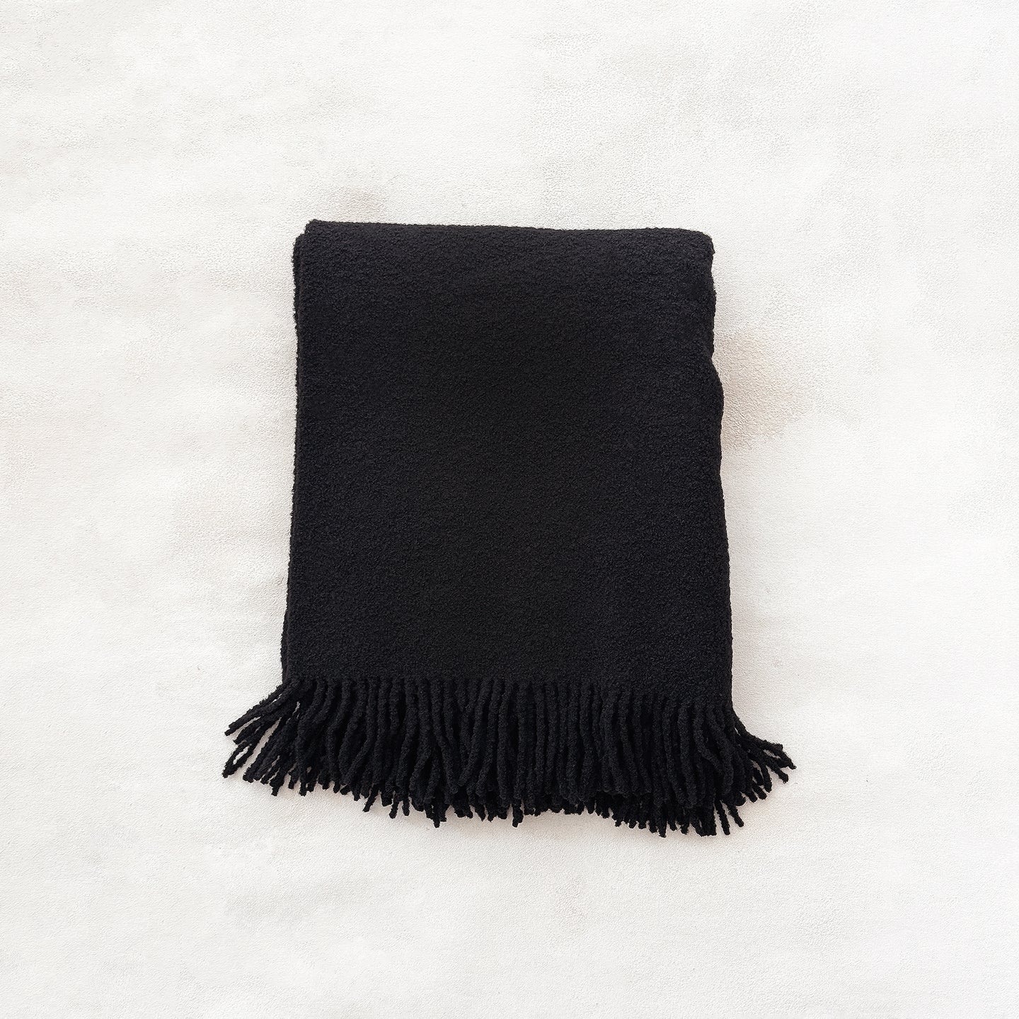 Wool Boucle Throw in Black