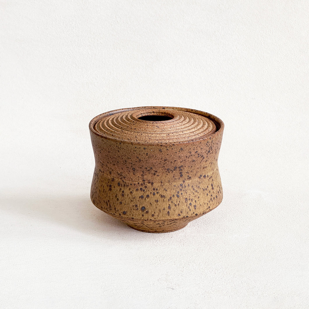 Tan Speckled Lidded Vessel