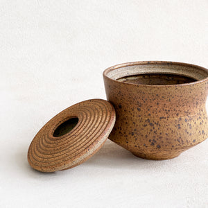 Tan Speckled Lidded Vessel