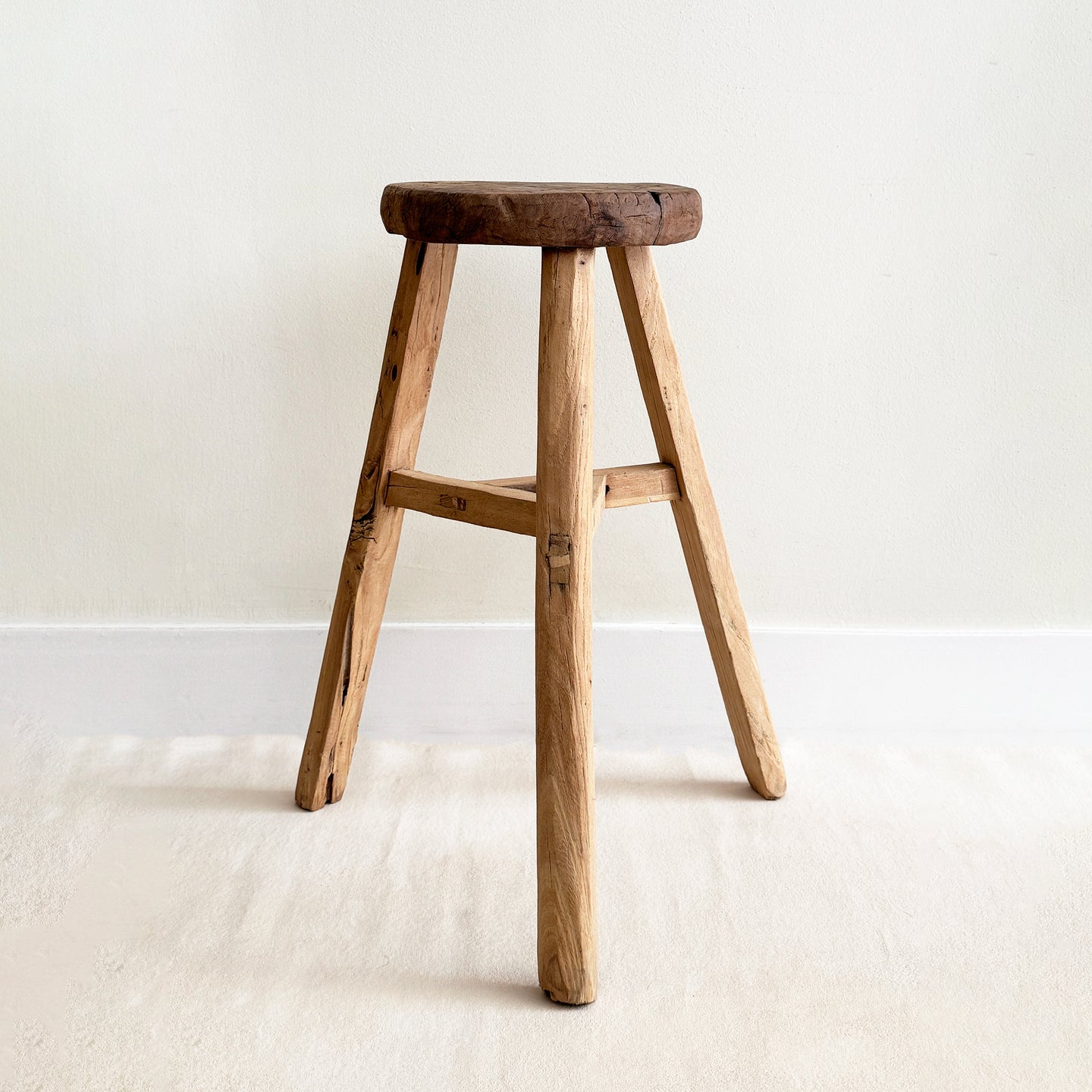 Vintage Elm Wood Stool