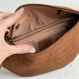 Atlas Woven Leather Bag in Saddle