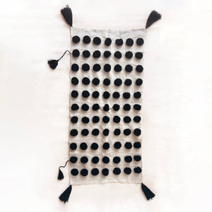 Wool Pom Wall Hanging in Cream & Black