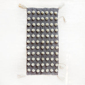 Wool Pom Wall Hanging in Gray and Cream