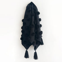 Load image into Gallery viewer, Wool Pom Wall Hanging in Black