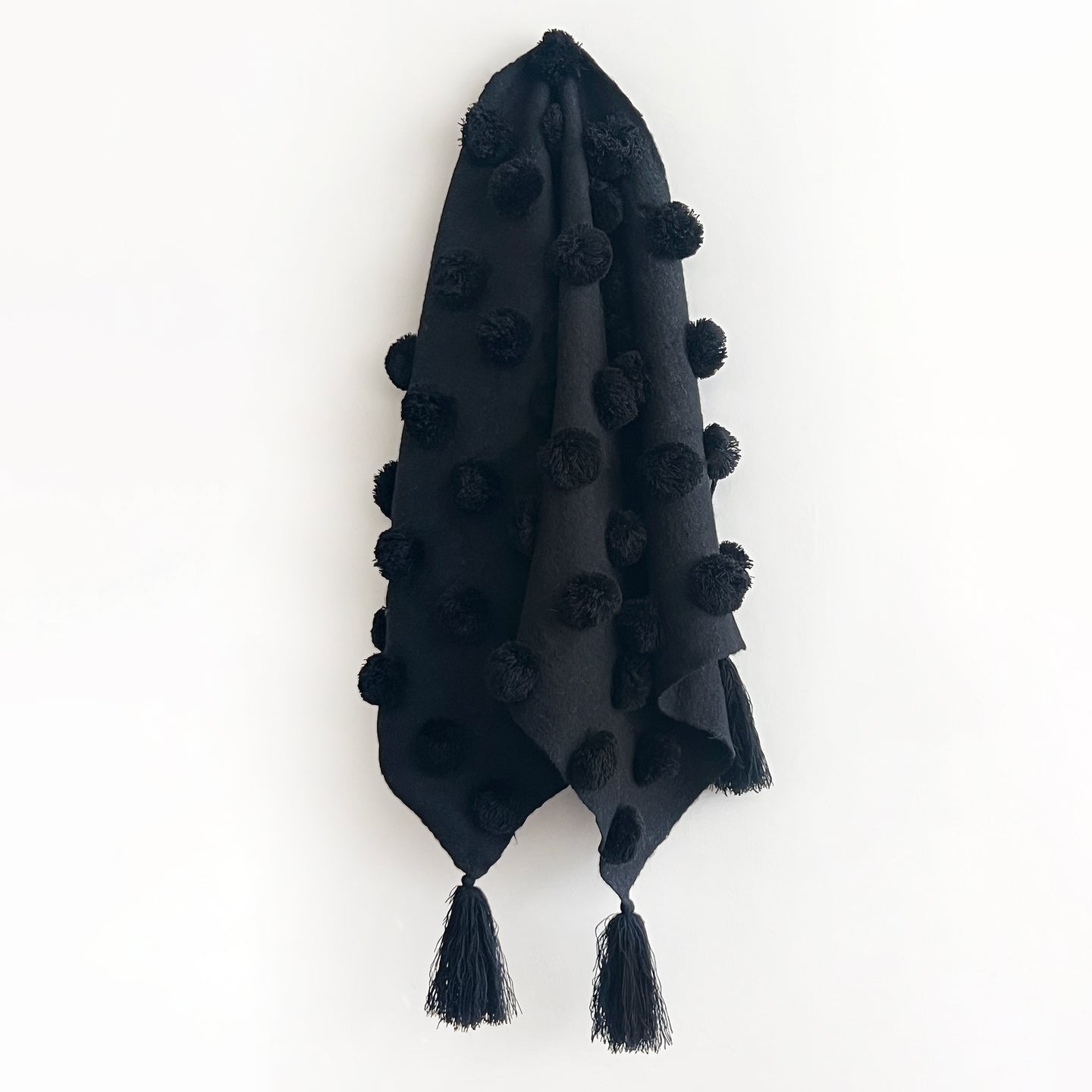 Wool Pom Wall Hanging in Black