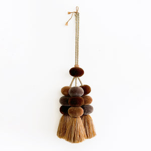 Mexican Pom Tassel in Brown & Taupe