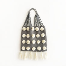 Load image into Gallery viewer, Wool Pom Shoulder Bag in Gray &amp; Cream