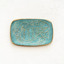 Load image into Gallery viewer, Brass Bird Tray in Green Blue