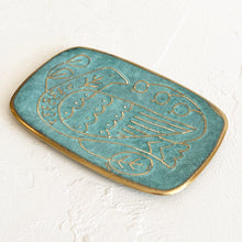 Load image into Gallery viewer, Brass Bird Tray in Green Blue