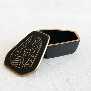 Brass Double Bird Box in Black