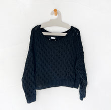 Load image into Gallery viewer, Waffle Cotton Sweater in Black