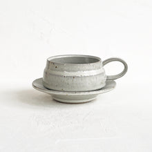 Load image into Gallery viewer, Cup and  Saucer Set in Speckled Gray