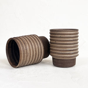 Textured Tumbler in Cream and Brown