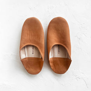 Babouche Slippers in Suede Terracotta