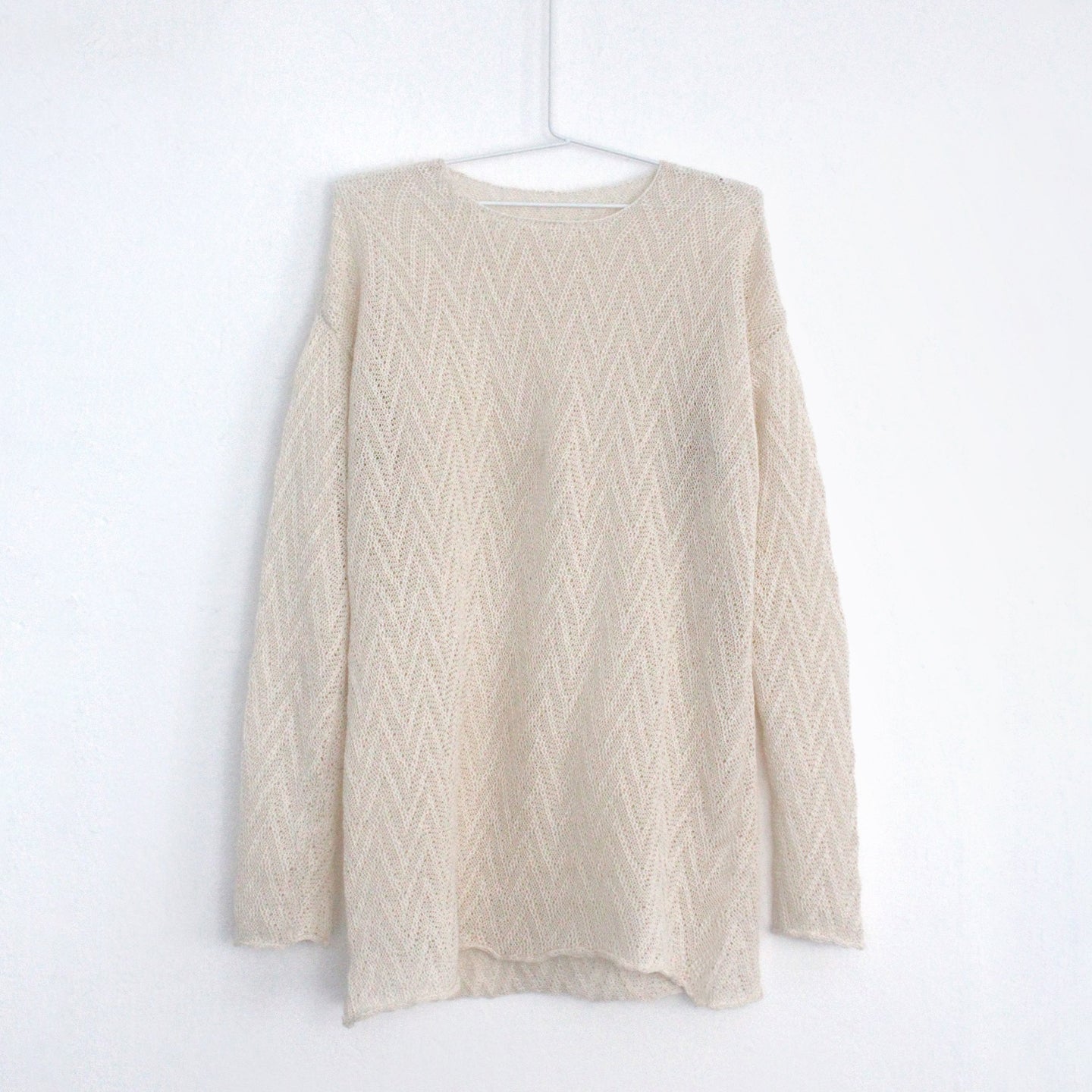 Long Zig Zag T-Shirt in Natural