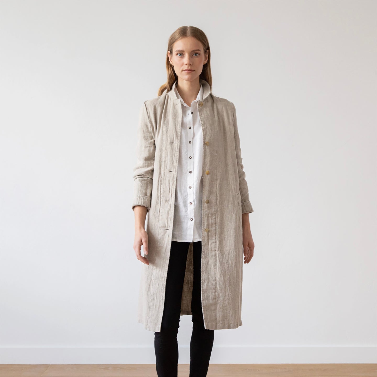 Long Fabio Linen Jacket in Natural