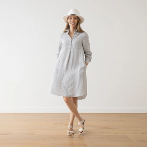 Camilla Linen Dress in Silver Melange