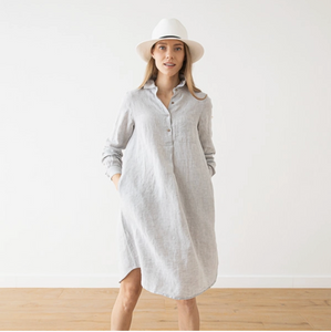 Camilla Linen Dress in Silver Melange