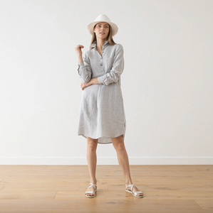 Camilla Linen Dress in Silver Melange