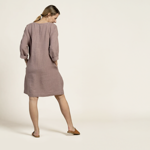 Maya Linen Smock Dress in Faded Rose