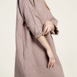 Maya Linen Smock Dress in Faded Rose