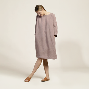 Maya Linen Smock Dress in Faded Rose