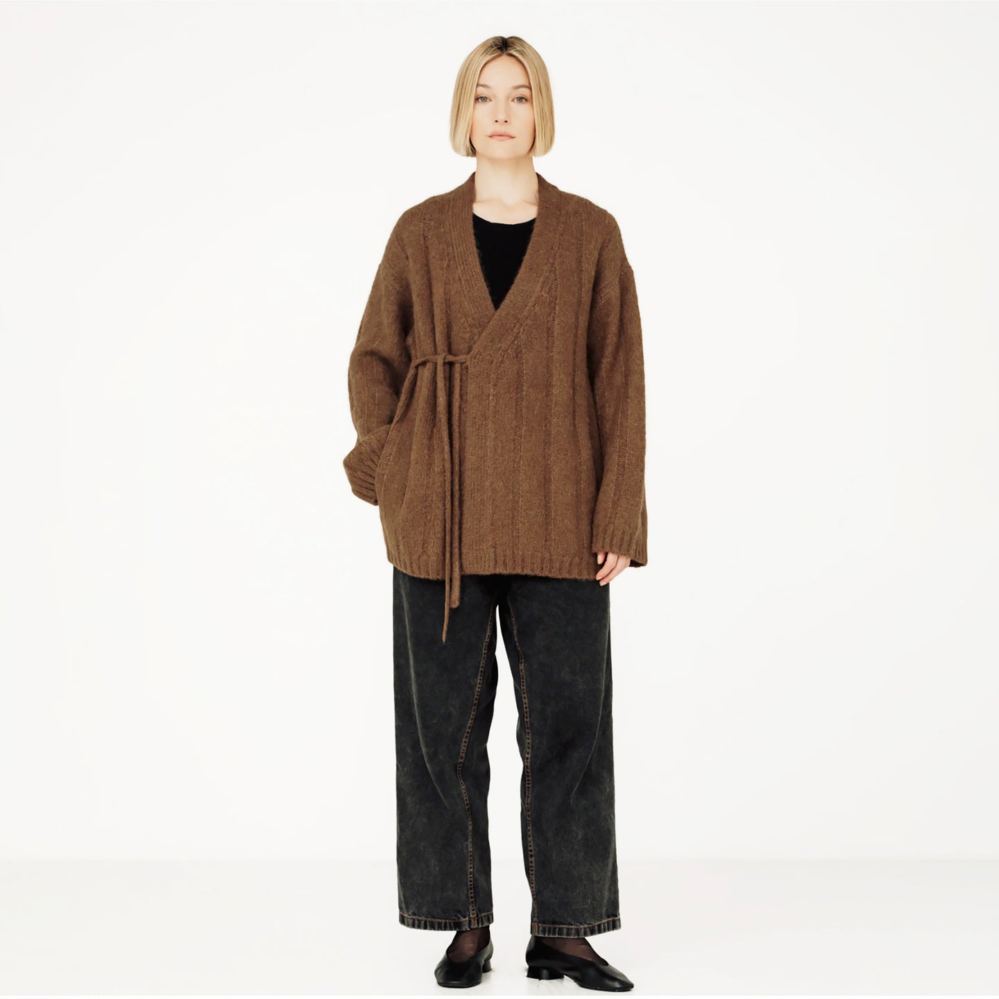 Roan Wrap Cardigan in Saddle