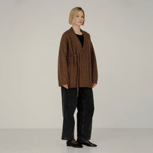 Load image into Gallery viewer, Roan Wrap Cardigan in Saddle