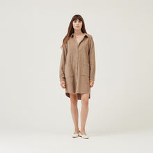 Load image into Gallery viewer, Corduroy Shirt Dress in Fawn