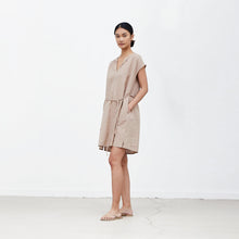 Load image into Gallery viewer, Linen Cord Belt Tunic Dress in Pink Beige