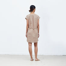 Load image into Gallery viewer, Linen Cord Belt Tunic Dress in Pink Beige