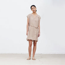 Load image into Gallery viewer, Linen Cord Belt Tunic Dress in Pink Beige