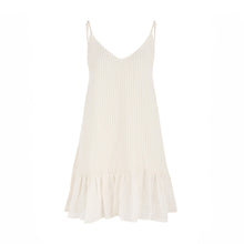 Load image into Gallery viewer, White Stripe Mini Ruffle Dress